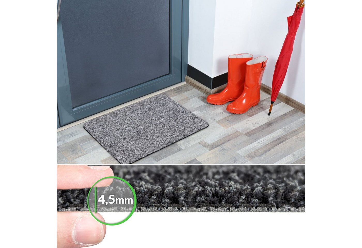 ANRO Fußmatte Türvorleger Schmutzfangmatte DOVER, rechteckig, Höhe: 4 mm, DUO-Getuftet Größe 40x60cm – Bild 5 von 5