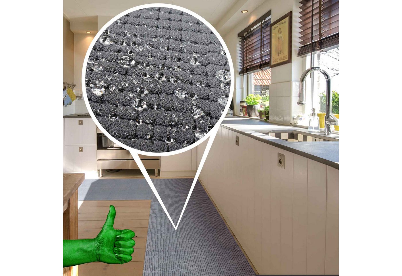 ANRO Küchenläufer Flurläufer WILSON Premium Teppichläufer Textil, Eckig, Höhe: 3 mm, Velour – Bild 4 von 5