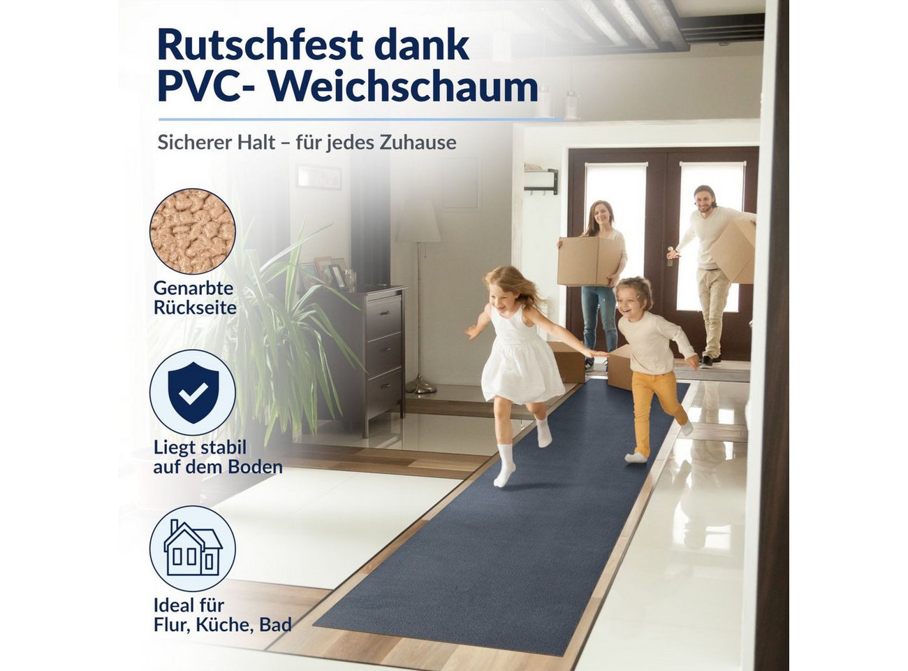 ANRO Küchenläufer HomeLoop Meterware Mikrofaser Küchenmatte rutschhemmender Rücken, Rechteckig, Höhe: 3 mm, saugstark zuschneidbar Größe: 100x60cm Anthrazit – Bild 4 von 5