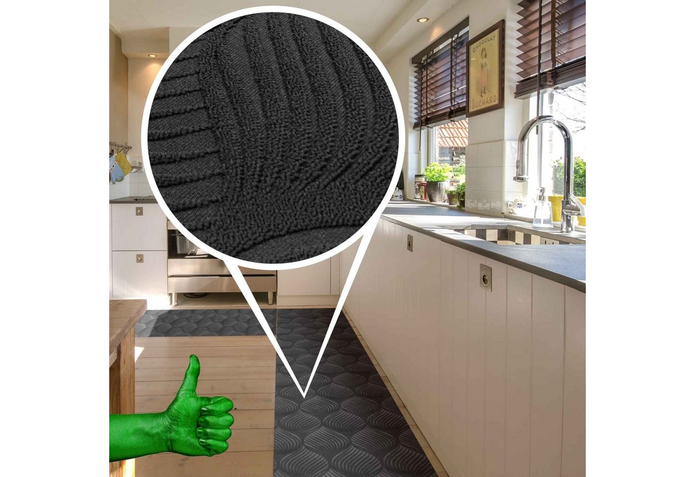 ANRO Küchenläufer Teppichläufer Läufer Textil BAKER Premium, Eckig, Höhe: 3 mm, Velour – Bild 4 von 5