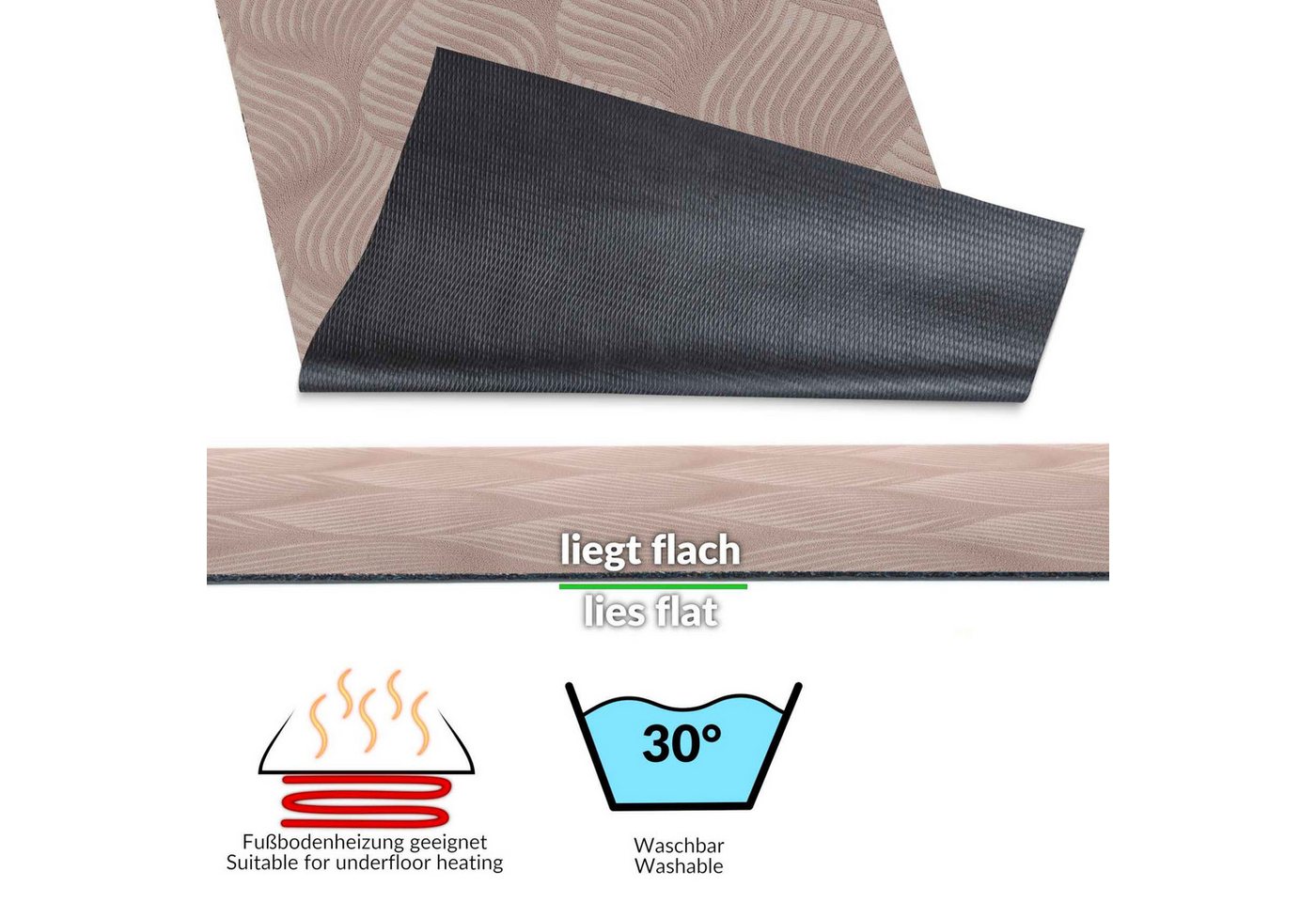 ANRO Küchenläufer Teppichläufer Läufer Textil BAKER Premium, Eckig, Höhe: 3 mm, Velour – Bild 3 von 5