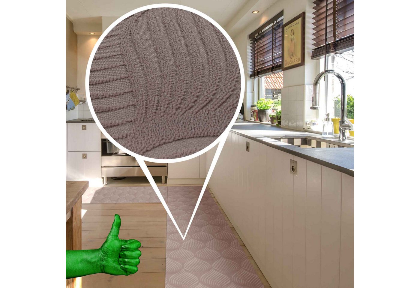 ANRO Küchenläufer Teppichläufer Läufer Textil BAKER Premium, Eckig, Höhe: 3 mm, Velour – Bild 4 von 5