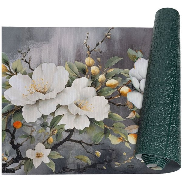 ANRO Küchenläufer Teppichläufer Textil, Rechteckig, Höhe: 3 mm, Bodenläufer 100cm Orchidee Grau pflegeleicht