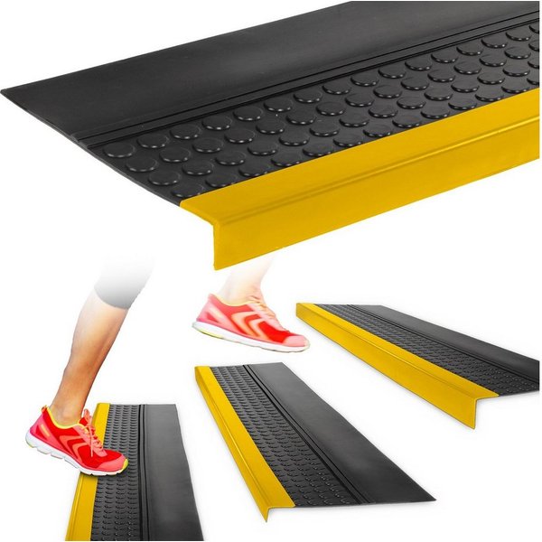 ANRO Stufenmatte Stufenschutz aus Gummi Treppenschutz Treppenmatte, Eckig, mit Coins/ Noppen Größe 30x60cm - rutschischer & anpassbar