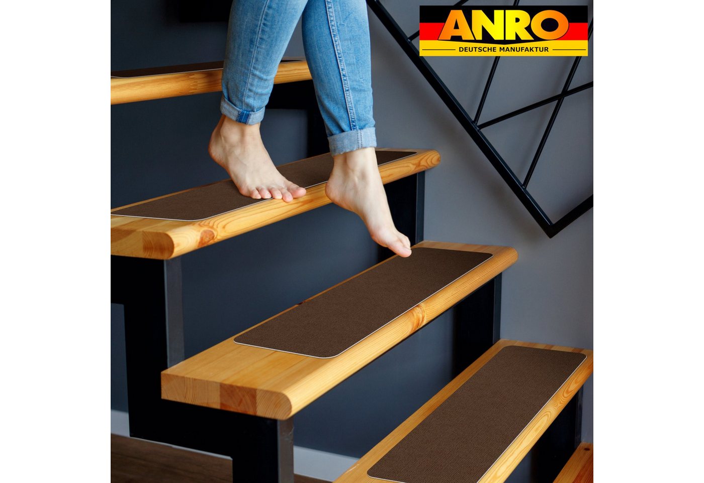 ANRO Stufenmatte Stufenschutz NEMESIS Treppenschutz Treppenmatte, Rechteck, selbsthaftend geruchsarm 20x50cm rutschsischer, anpassbar – Bild 2 von 5