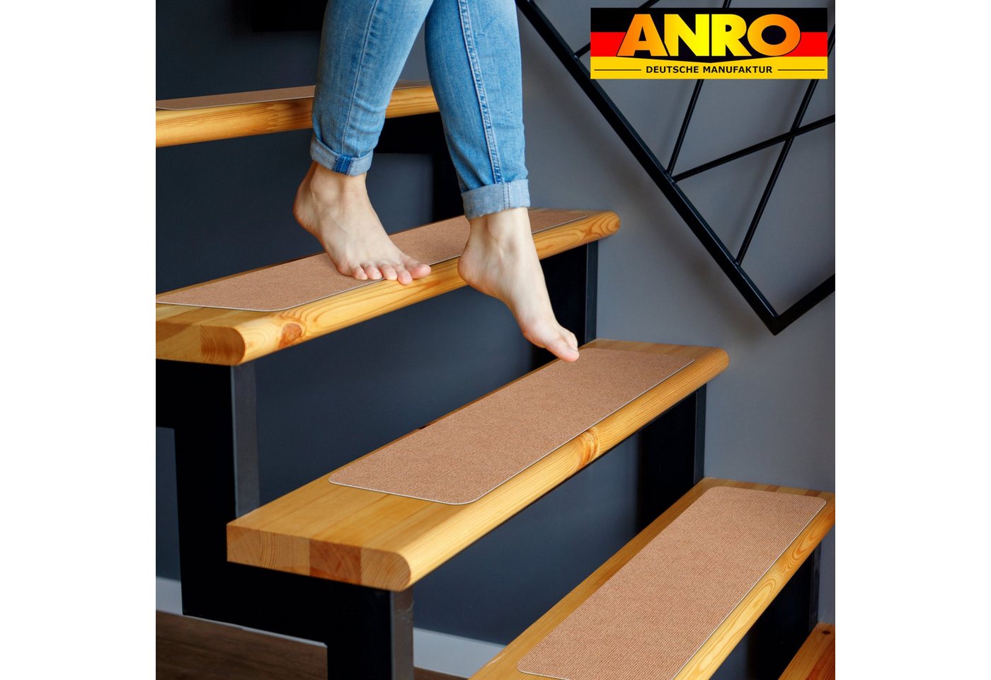 ANRO Stufenmatte Stufenschutz NEMESIS Treppenschutz Treppenmatte, Rechteck, selbsthaftend geruchsarm 20x50cm rutschsischer, anpassbar – Bild 2 von 5