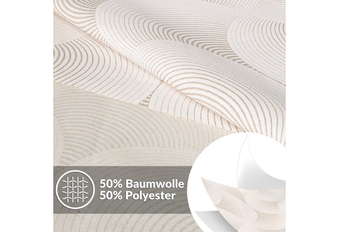 ANRO Tischdecke abwaschbar Tischtuch Baumwolle Polyester wasserabweisend (Einzelstück 1-tlg), Schmutzabweisend Geometrie Beige 100x140cm – Bild 2 von 5