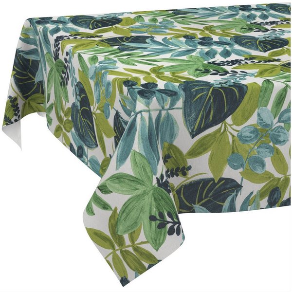 ANRO Tischdecke abwaschbar Tischtuch Baumwolle Polyester wasserabweisend (Einzelstück 1-tlg), Schmutzabweisend Botanik Grüntöne 100x140cm