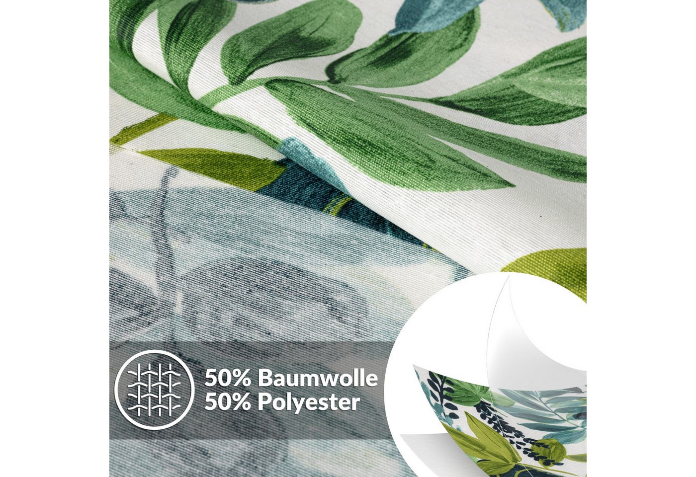 ANRO Tischdecke abwaschbar Tischtuch Baumwolle Polyester wasserabweisend (Einzelstück 1-tlg), Schmutzabweisend Botanik Grüntöne 100x140cm – Bild 2 von 5
