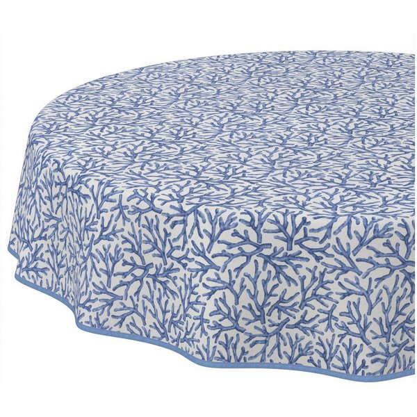 ANRO Tischdecke abwaschbar Tischtuch Baumwolle Polyester wasserabweisend (Einzelstück 1-tlg), Schmutzabweisend Maritim Blau Rund 100cm