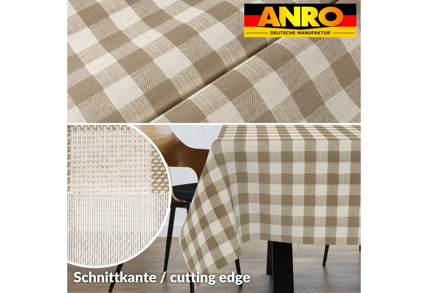 ANRO Tischdecke aus Baumwollmischung, grafische Muster, abwaschbar, Schnittkante – Bild 3 von 5