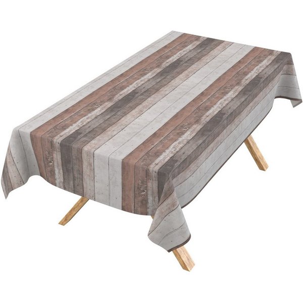ANRO Tischdecke aus Baumwollmischung, Holzoptik, abwaschbar, Schnittkante