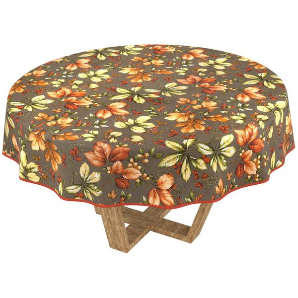 ANRO Tischdecke aus Baumwollmischung, Herbstlaub, abwaschbar, 160 g/m², Paspelband