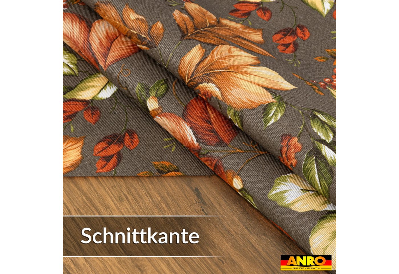 ANRO Tischdecke aus Baumwollmischung, Herbstlaub, abwaschbar, 160 g/m², Paspelband – Bild 3 von 5