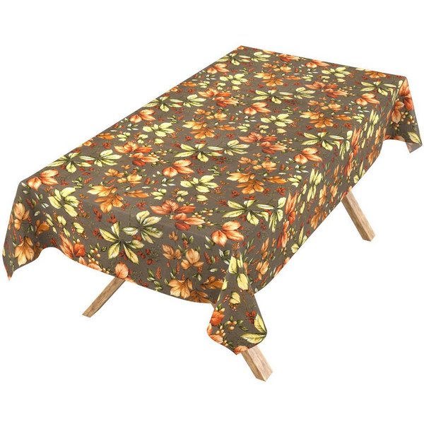 ANRO Tischdecke aus Baumwollmischung, Herbstlaub, abwaschbar, 160 g/m², Schnittkante