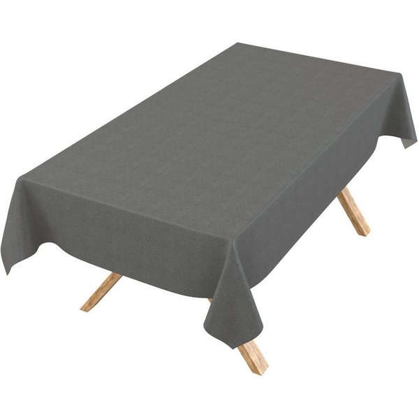 ANRO Tischdecke aus Baumwollmischung, Leinenoptik uni, abwaschbar, Schnittkante