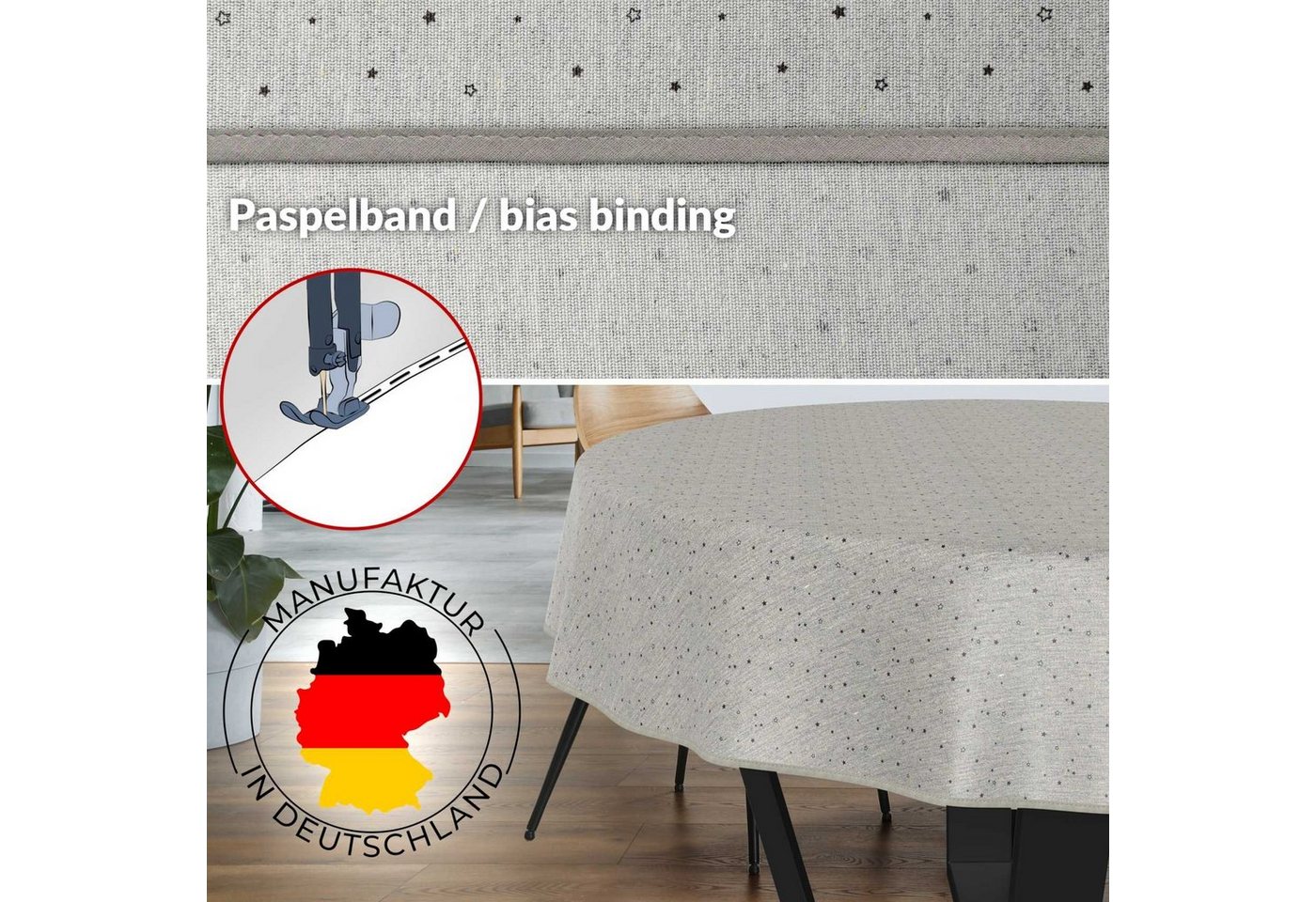 ANRO Tischdecke aus beschichteter Baumwolle, Aquarell-Motive, abwaschbar, mit Paspelband – Bild 3 von 5