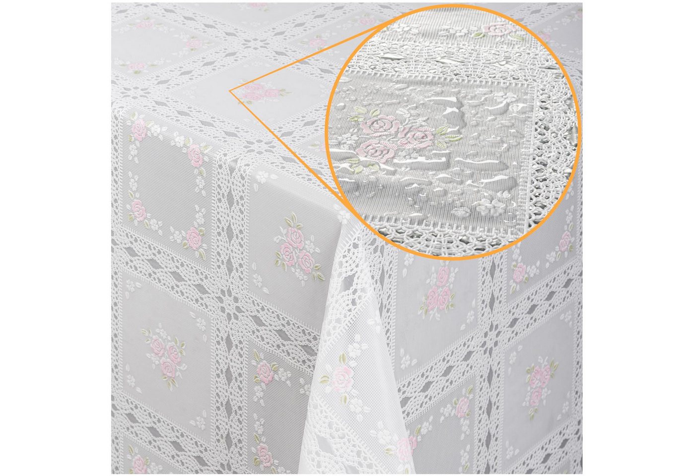 ANRO Tischdecke Lace Vinyltischdecke Häkelspitze Gartentischdecke (Einzelstück 1-tlg), Relief Lace Vinyl 138x100cm wasserabweisend – Bild 5 von 5