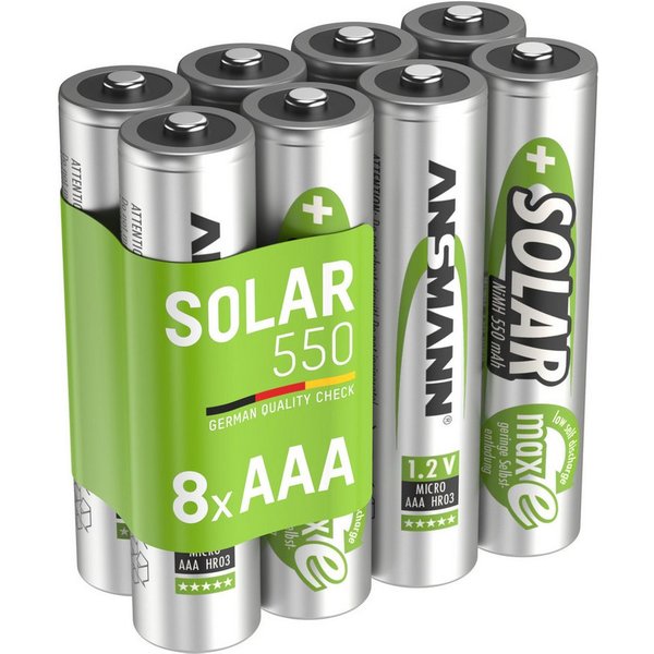 ANSMANN AG Akku AAA Micro 550mAh 1,2V NiMH, 8 Stück - wiederaufladbar mit maxE Akku