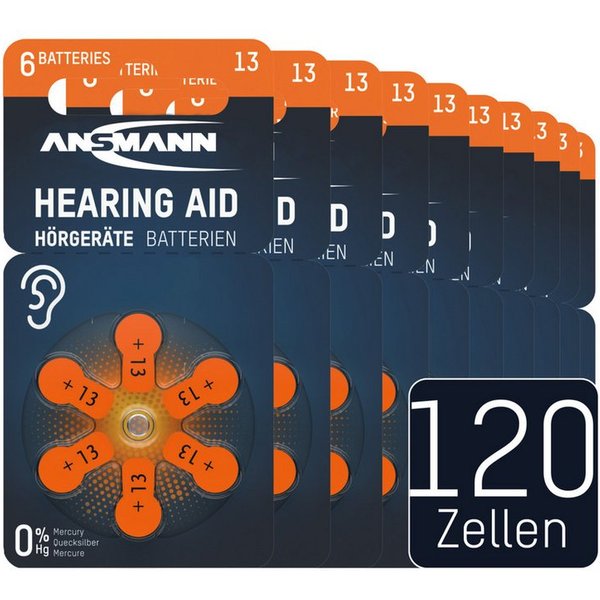 ANSMANN AG Hörgerätebatterien Typ 13 orange, 120 Stück Knopfzelle