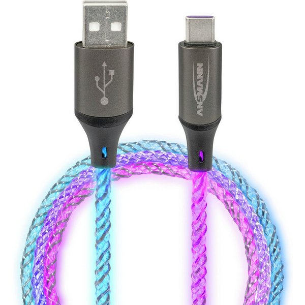 ANSMANN AG Ladekabel 100 cm USB-A auf USB Typ C mit LED-Licht USB-Kabel, (100 cm)