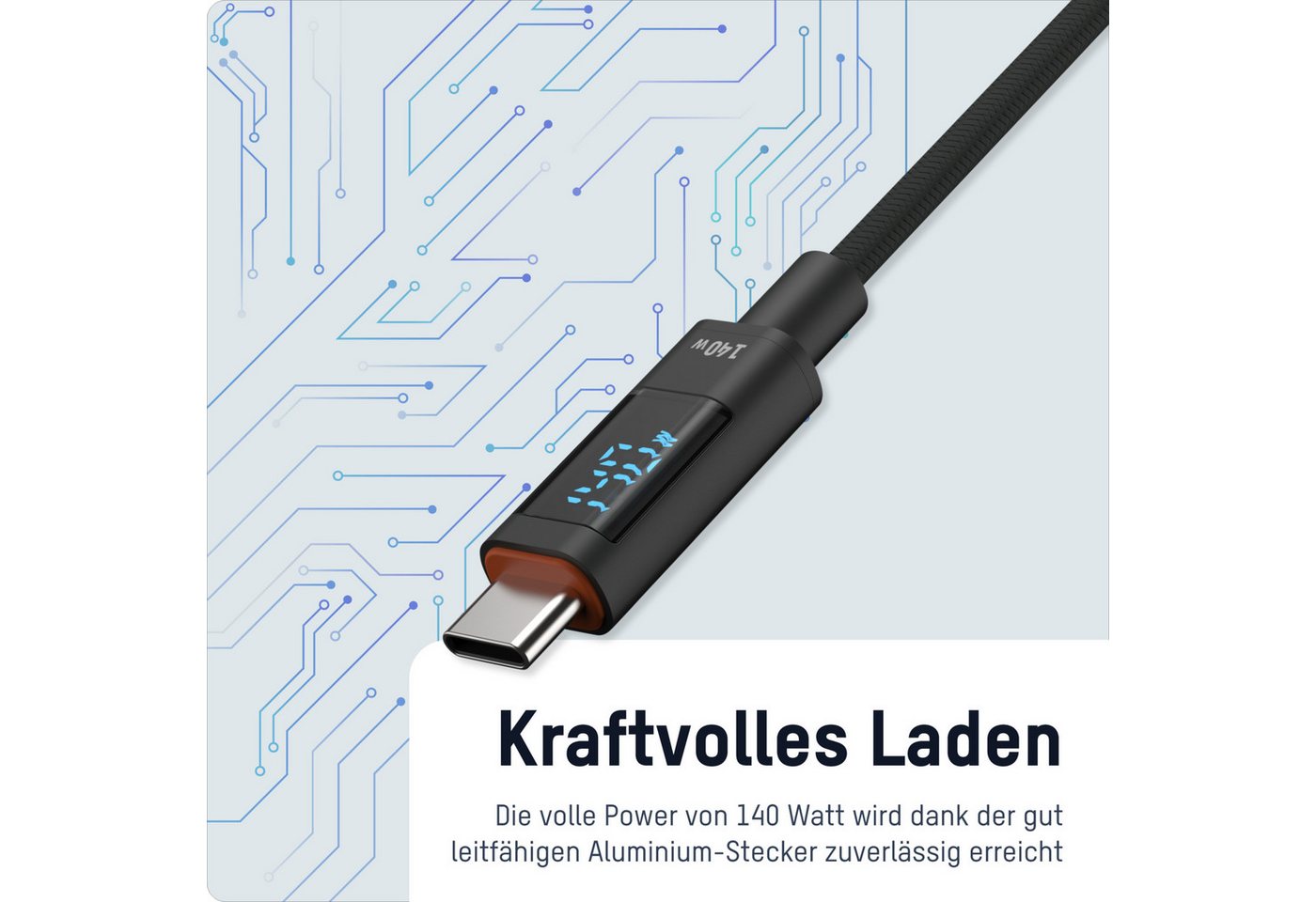 ANSMANN AG Ladekabel 200 cm USB Typ C mit bis zu 140 W Leistung USB-Kabel – Bild 3 von 5
