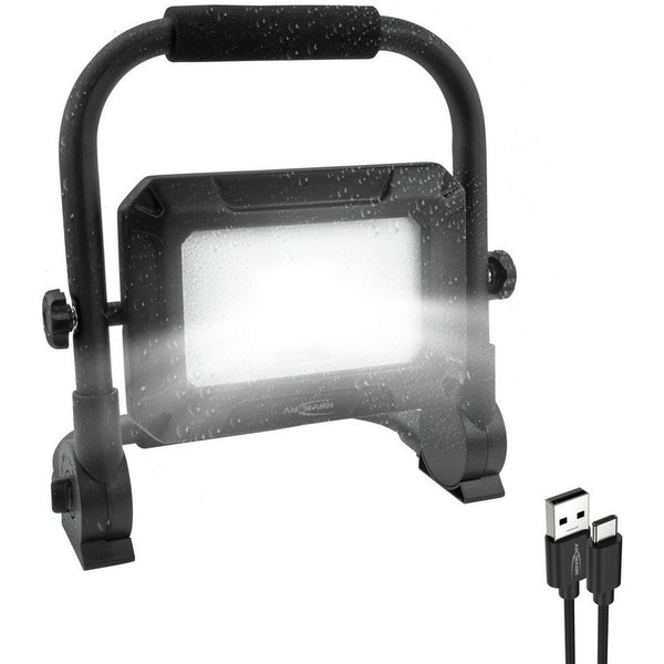 ANSMANN AG LED Baustrahler LED Strahler, robust, Spritzwasserschutz, sehr hell, aufladbar