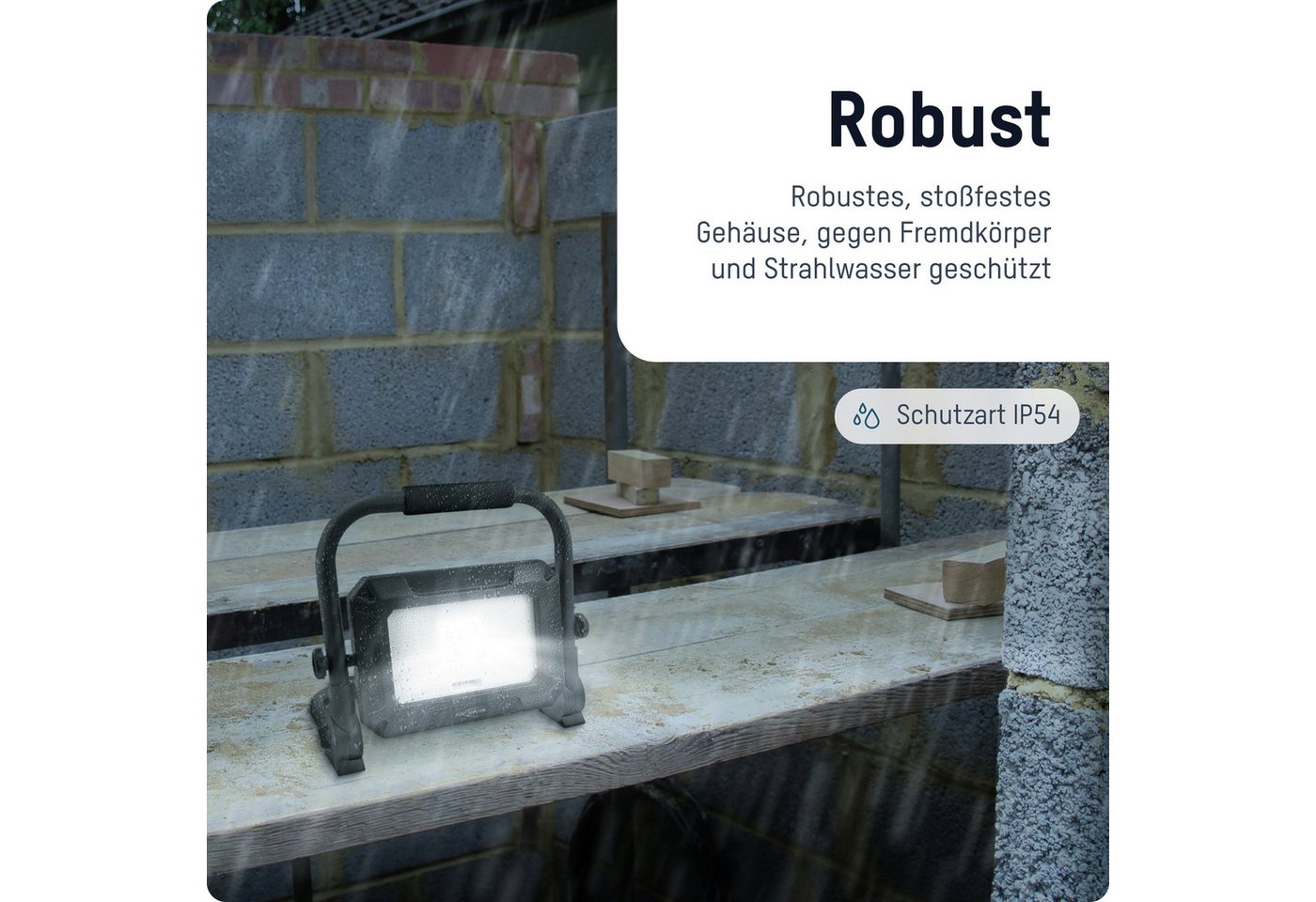 ANSMANN AG LED Baustrahler LED Strahler, robust, Spritzwasserschutz, sehr hell, aufladbar – Bild 4 von 5