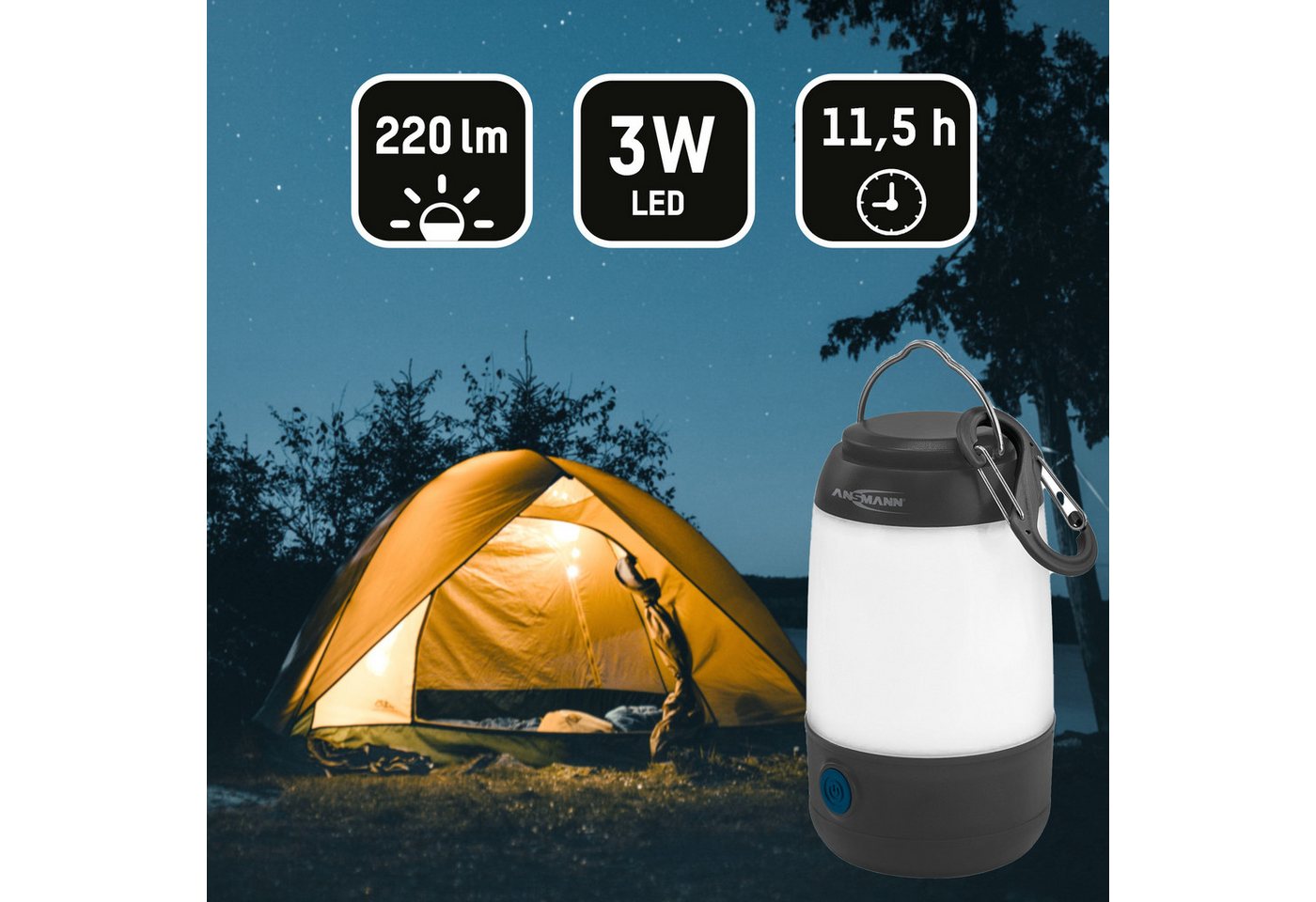 ANSMANN AG LED Gartenleuchte Mini LED Campingleuchte Camping Laterne dimmbar inkl. 3x AAA Batterien – Bild 2 von 5