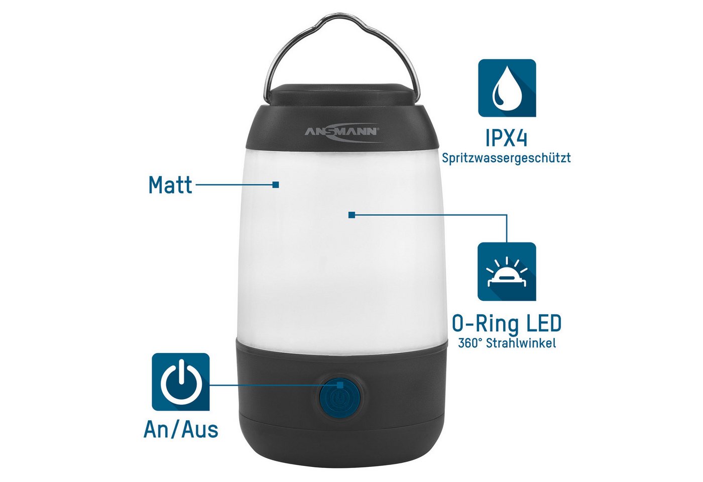 ANSMANN AG LED Gartenleuchte Mini LED Campingleuchte Camping Laterne dimmbar inkl. 3x AAA Batterien – Bild 3 von 5