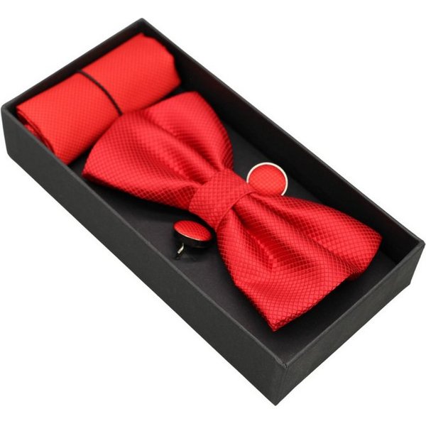 ANTALUX Fliege Elegantes 4-teiliges Herren-Set: Fliege, Tuch & Manschettenknöpfe