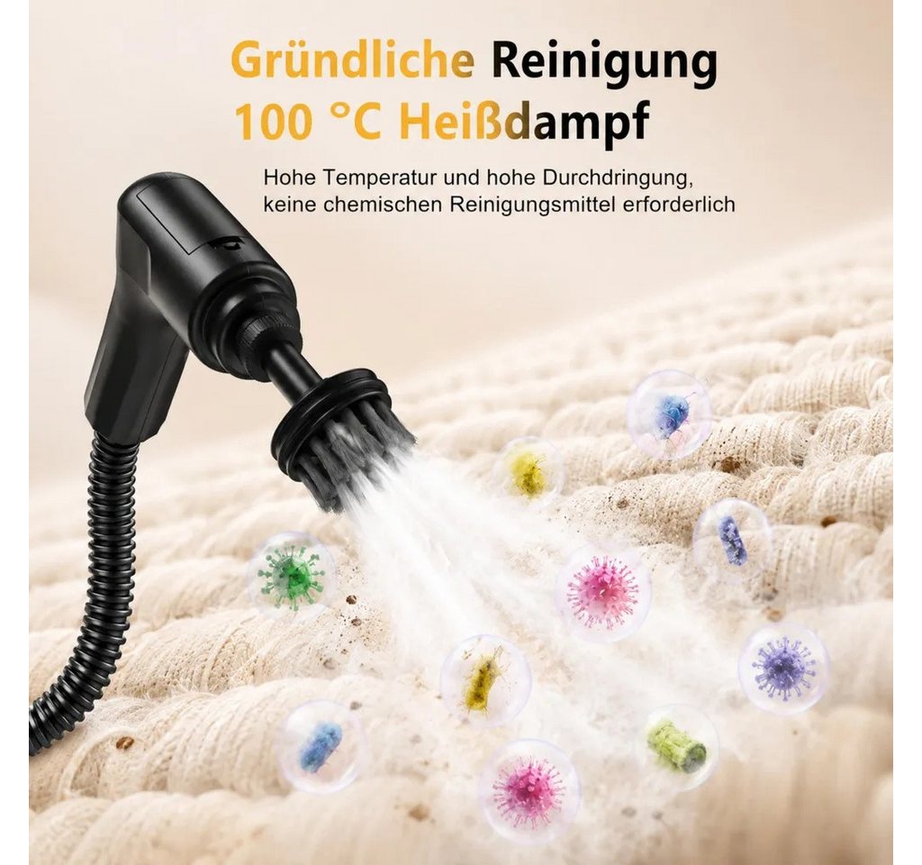 ANTCOOL Dampfsterilisator Dampfreiniger 2500W, 1600ml Tank, 3 Bar, 3 Dampfstufen, 13 Teile – Bild 3 von 5