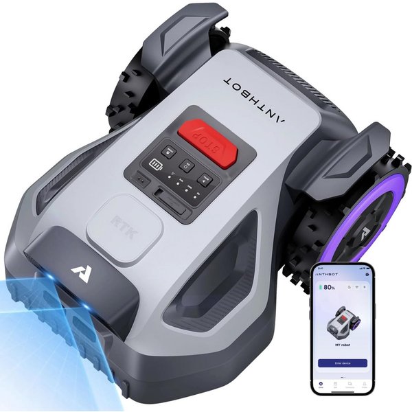 ANTHBOT Rasenmähroboter M9 Mähroboter mit RTK-Navigation & HDR-Dual-Vision, bis 1200 m² Rasenfläche, (mit Garage Set, KI-Hindernisvermeidung), App-Steuerung, Ra