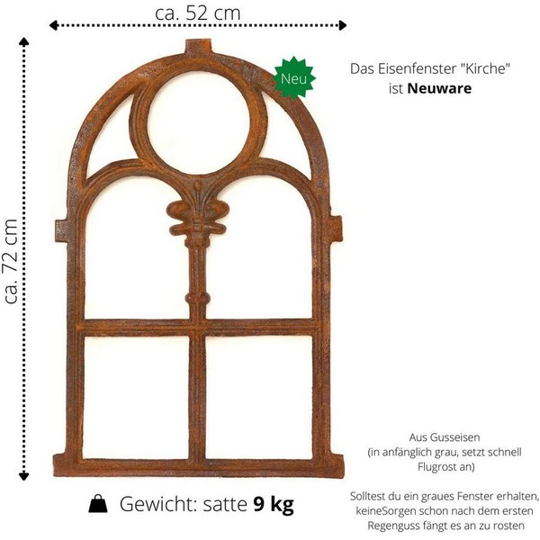 Antikas Fenster Eisenfenster, Stallfenster Kirchenfenster Rundbogen, Fenster für