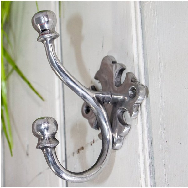 Antikas Wanddekoobjekt Garderobenhaken, Groß, aus Aluminium, Kleiderhaken im antiken Design