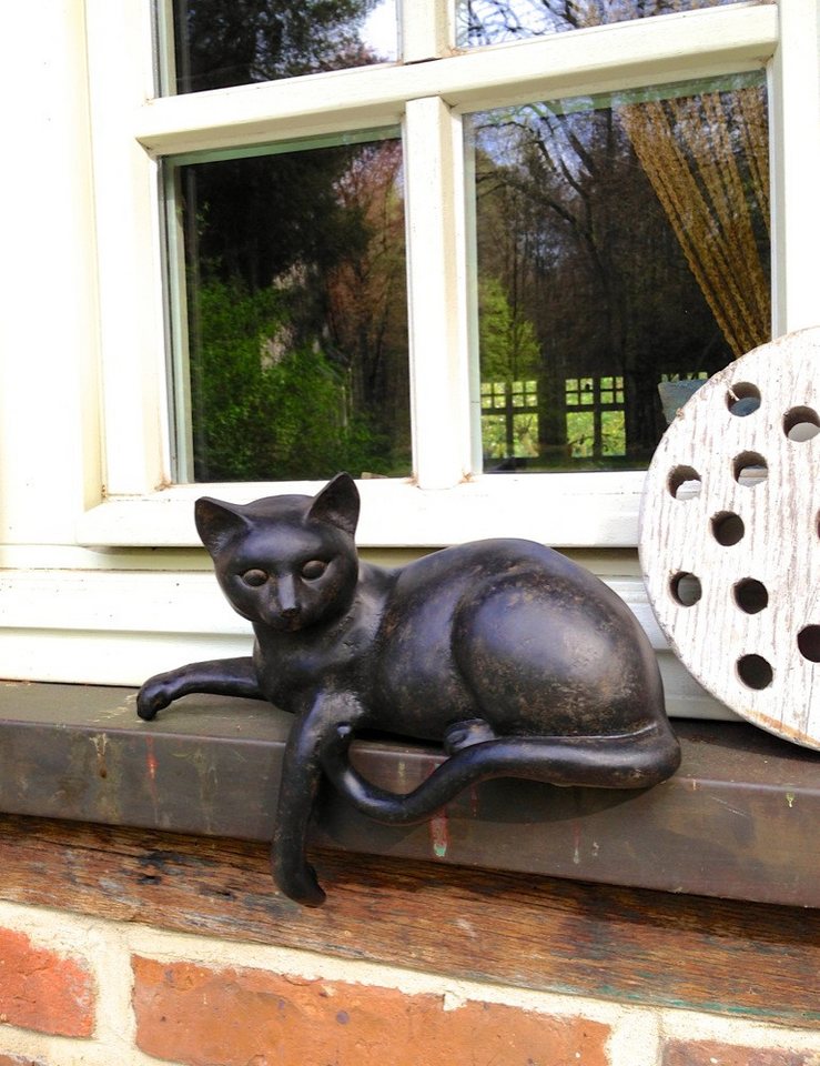 Antikas Wanddekoobjekt Skulptur Katze, lebendige Tierfiguren, liegendes Kätzchen für – Bild 3 von 5