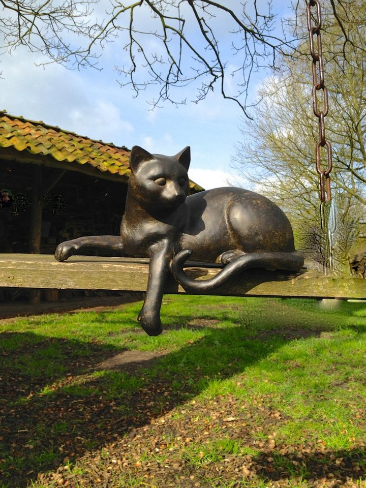 Antikas Wanddekoobjekt Skulptur Katze, lebendige Tierfiguren, liegendes Kätzchen für – Bild 4 von 5