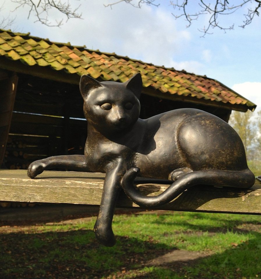 Antikas Wanddekoobjekt Skulptur Katze, lebendige Tierfiguren, liegendes Kätzchen für – Bild 5 von 5