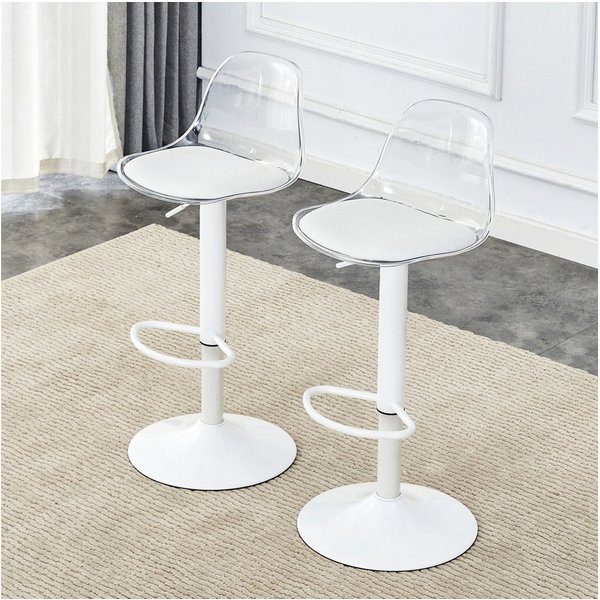 ANYSUN Barhocker 2er Set Balkenstuhl,mit Runder Fuß und Transparente Rückenlehne, (Höhenverstellbar/ 81,8-99cm, 360° Drehbar, Bar Stool Balkenstuhl, 2er-Set), D
