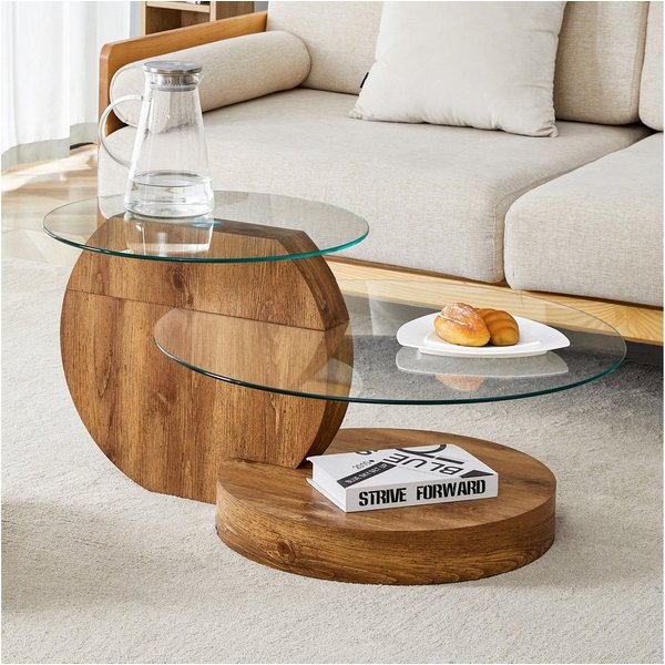 ANYSUN Couchtisch gehärteter Glas-Couchtisch, Wohnzimmertisch Modern (mehrschichtiges Design, Büro Beistelltisch), Beistelltisch Set Loft Design Wohnzimmertisch