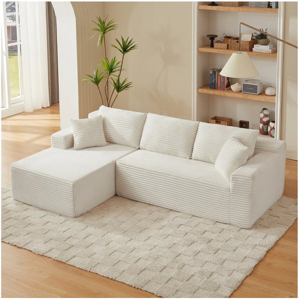 ANYSUN Ecksofa 3-Sitzer Couch L-Form, 252 cm Sofa Modulares Ecksofa, Cord-Schlafsofa, 3 Sitz Modulare Sofa,Keine Montage erforderlich, für Wohnzimmer, Cloud Cou