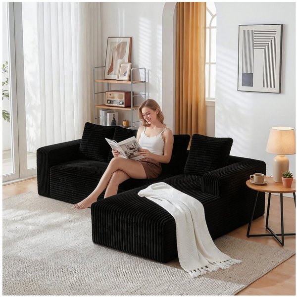 ANYSUN Ecksofa Couch L-Form, mit Liegeflache 4-Sitzer Ecksofa, Cord-Schlafsofa, 261×173 ×58 cm Modernes, modulares Sofa Links / Rechts Chaiselongue Sofa, Chaise