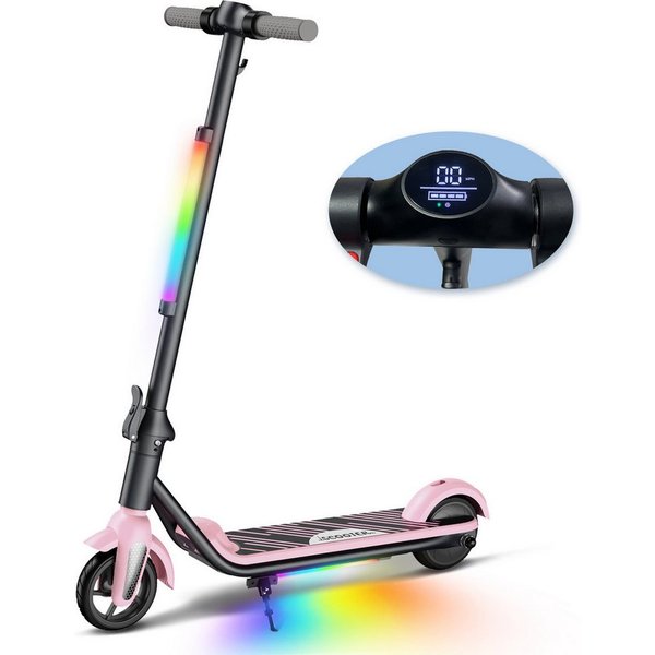 ANYSUN Elektro-Kinderroller Kinder faltbarer E-Scooter mit LED-Beleuchtung, farbenfrohen Lichtern, bis zu 8 km Reichweite, 6/12 KM/H, LED Display, Belastung bis