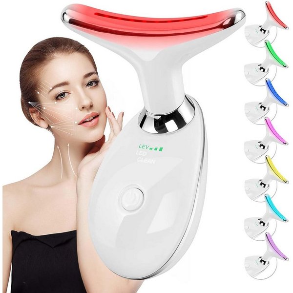 ANYSUN Gesichtsmassagegerät 7 Farben LED Licht EMS Gua Sha Elektrisch, Elektrisches Massagegerät, 3 Modi,45℃ V, Gegen Falten Doppelkinn Entferner mit Gesichtsma