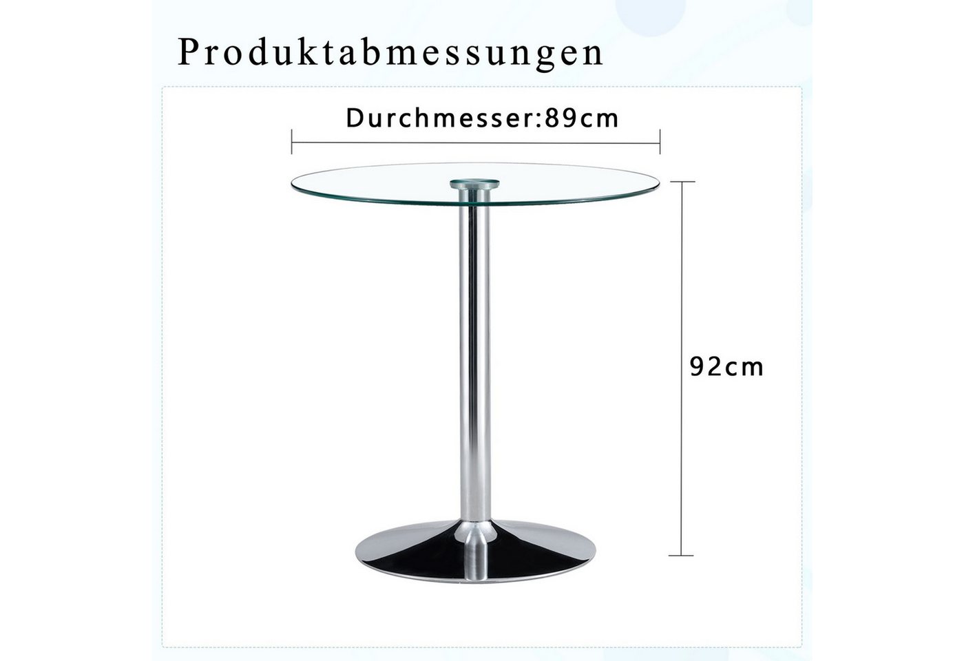 ANYSUN Glastisch Esstisch Rund Glas,Moderner minimalistischer Glasbalkentisch (Runder Esszimmertisch Küchentisch für 4 Personen), Esszimmertische mit Metallbein – Bild 2 von 5