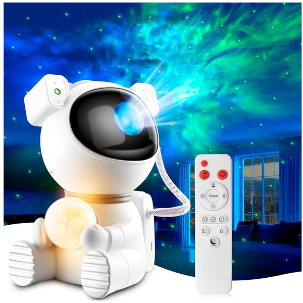 ANYSUN LED Nachtlicht LED Sternenhimmel, Galaxy Projektor Lampe,360°drehbar, Nebula, LED fest integriert, Astronaut Projektor Galaxy Nachtlicht mit Nebula, Time
