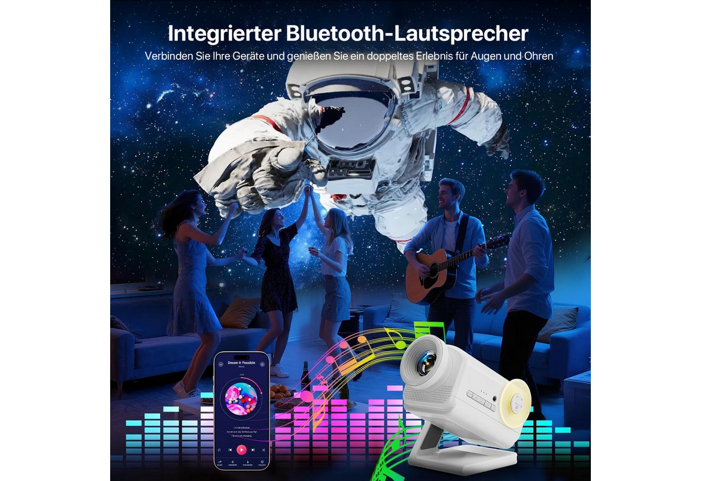 ANYSUN LED-Sternenhimmel Projektor HD 3D Galaxy Projector Nachtlicht Kinder, 3D-Projektion mit Bluetooth-Lautsprecher,Fernbedienung,Timer-Funktion, 60 Projektio – Bild 3 von 5