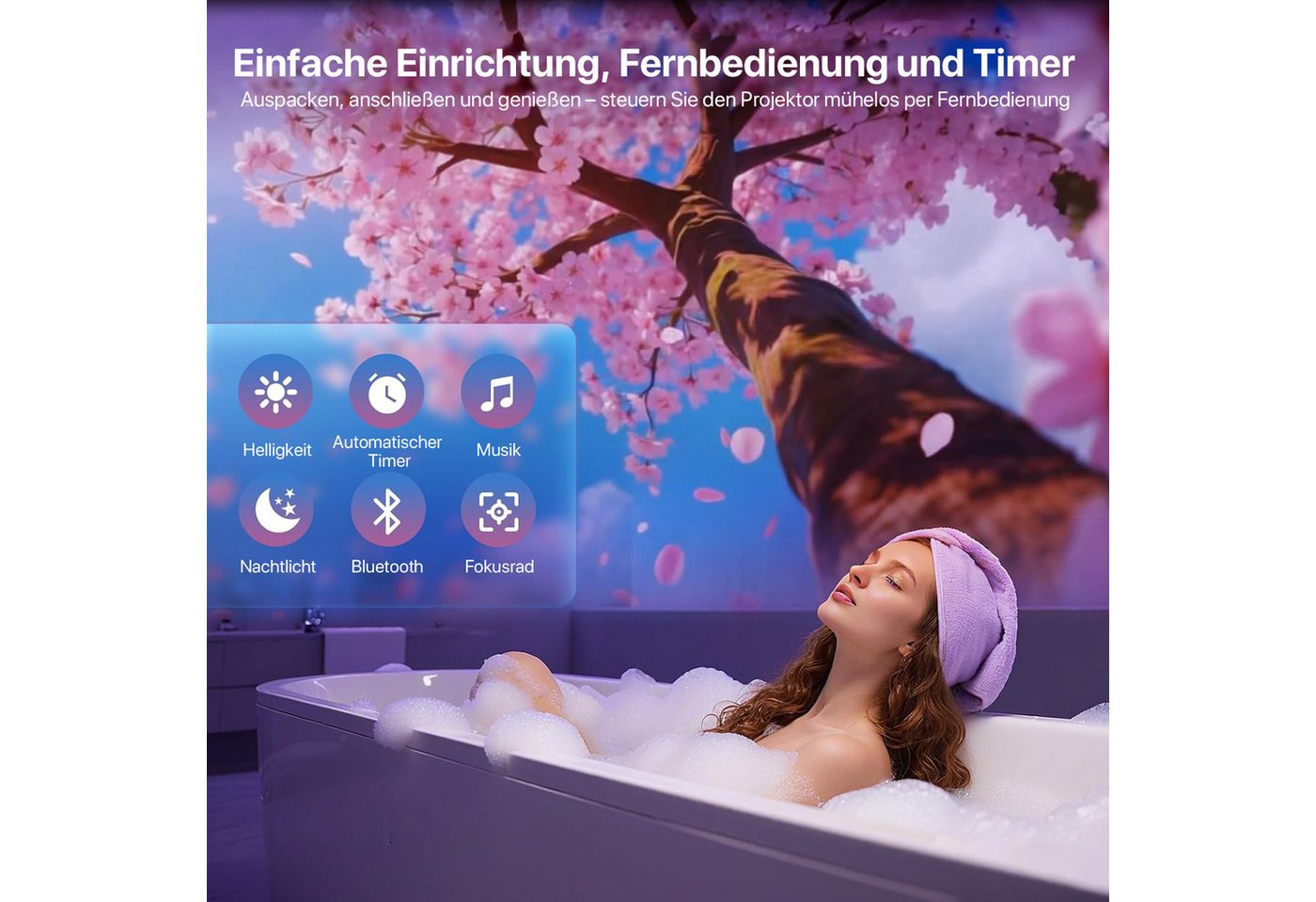 ANYSUN LED-Sternenhimmel Projektor HD 3D Galaxy Projector Nachtlicht Kinder, 3D-Projektion mit Bluetooth-Lautsprecher,Fernbedienung,Timer-Funktion, 60 Projektio – Bild 5 von 5