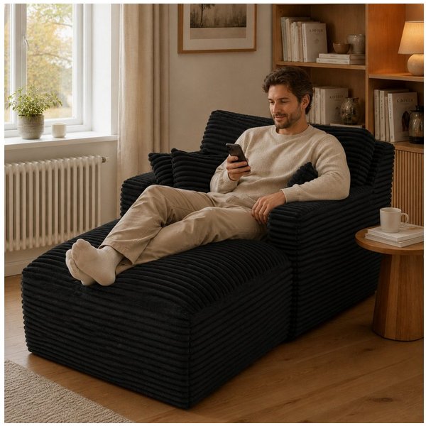 ANYSUN Loungesofa Modernes Chaiselongue-Sofa,Cord-Schlafsofa, 2 Kissen,Relaxsessel Cord, ohne Montage mit Taschenfederkern & Schaumstoffpolsterung,Loungesofa, L