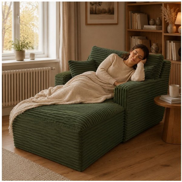 ANYSUN Loungesofa Modernes Chaiselongue-Sofa,Cord-Schlafsofa, 2 Kissen,Relaxsessel Cord, ohne Montage mit Taschenfederkern & Schaumstoffpolsterung,Loungesofa, L